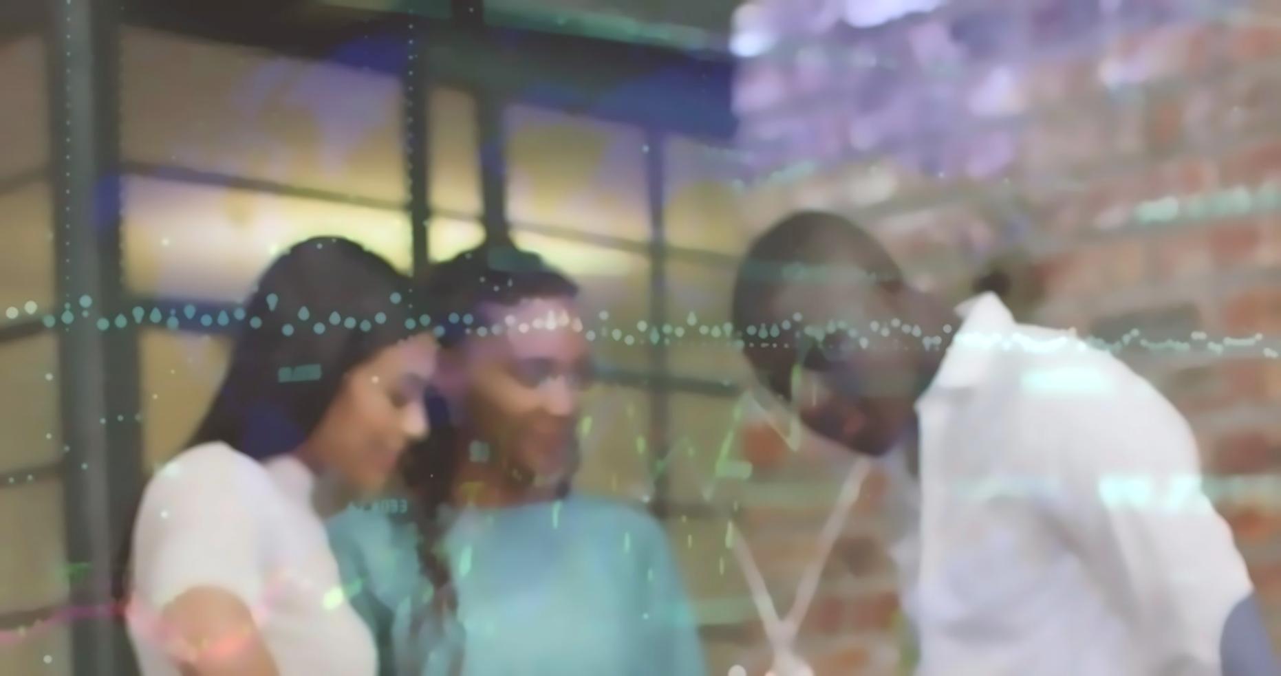 Students working through blockchain concepts in small group setting